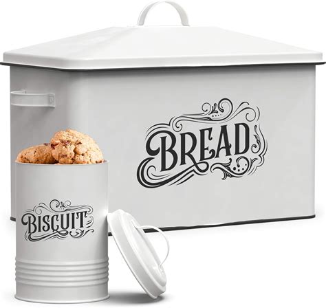 farmhouse curved top white metal bread box|Amazon.com: Farmhouse Bread Boxes For Kitchen Counter.